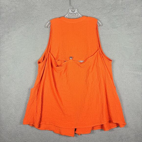 IC by Connie K Cardigan Women’s XL Orange Crinkle Pockets Relaxed Lagenlook USA - Picture 2 of 10